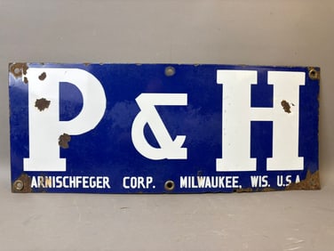 P&H Arnischfeger SSP Porcelain Advertising Sign