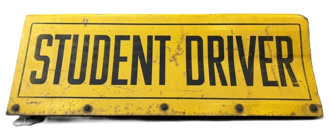 Student Driver Original 1950s Painted Metal Automotive Topper Sign