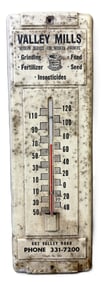 Valley Mills Purina Chows Painted Metal Advertising Thermometer