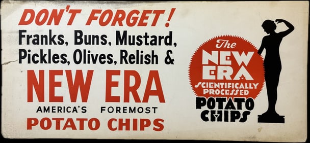 New Era Potato Chips Cardboard Trolley Card Sign
