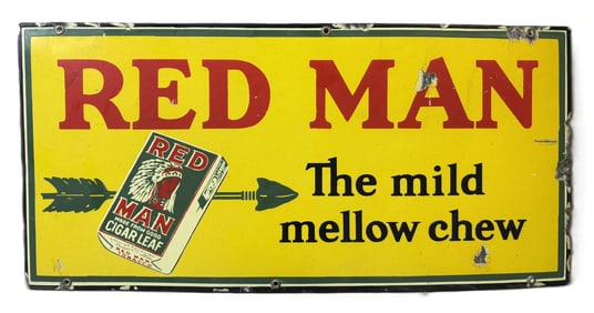 Red Man The Mild Mellow Chew SSP Porcelain Sign