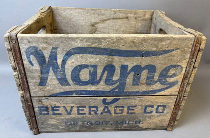 Wayne Beverages Co Detroit Michigan Beer Advertising Wooden Crate
