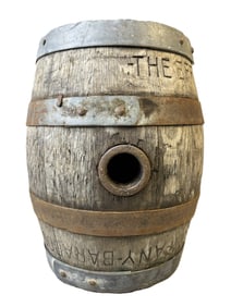 Antique The Effinger Co 1920s Wooden Advertising Beer Keg Baraboo Wisc