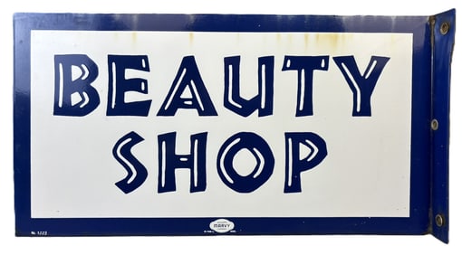 Marvy Beauty Shop Original Barber Shop DSP Porcelain Flange Sign