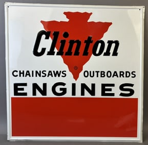 Clinton Engines Chainsaws Outboards Embossed SST Metal Sign