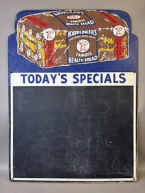 Koepplingers Famous Health Bread 1940s Masonite Chalkboard Sign Detroit Michigan