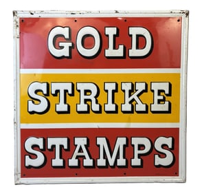 Gold Strike Stamps Original Embossed SST Metal Sign