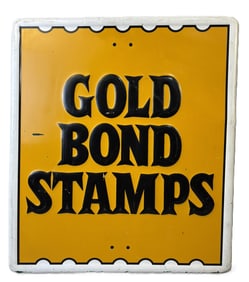 Gold Bond Stamps SST Embossed Painted Metal 60s Sign