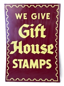 We Give Gift House Stamps SST Painted Metal Sign