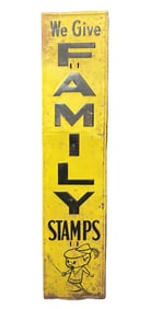We Give Family Stamps SST Embossed Original Metal Sign