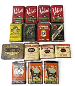 Lot 15 Original Tobacco Tins Big Ben Union Leader Dills & More