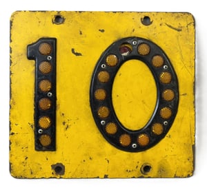 10MPH Original Painted Metal Street Station Sign w/ Reflectors