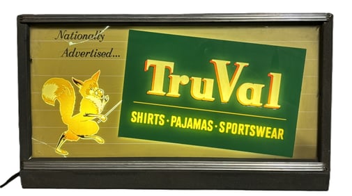 TRUVAL Original 1930s-40s Shirts Pajamas Lighted Advertising Counterop Display