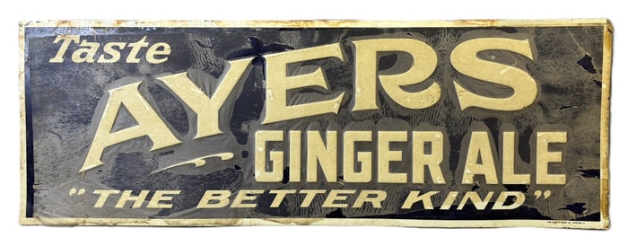 Taste Ayers Ginger Ale The Better Kind SST Embossed Sign
