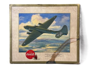 Coca Cola Douglas B-19 1940s Cardboard Advertising Sign