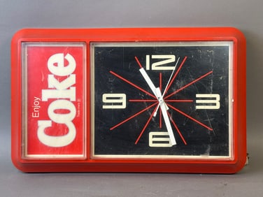Enjoy Coke Plastic 1980s Electric Advertising Clock