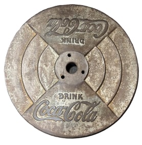 Drink Coca Cola Embossed Original 50s Cast Iron Sign Base