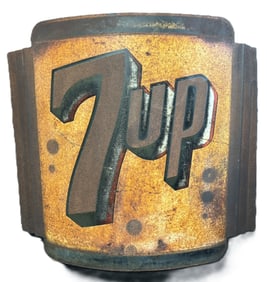 7UP SST Painted Metal 1950s Soda Pop Building Corner Sign