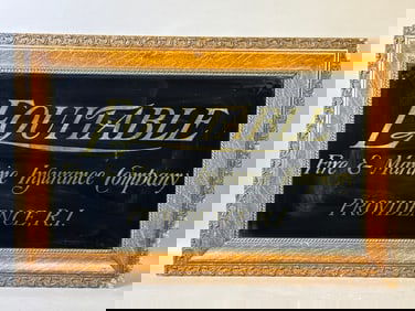 Equitable Fire & Marine Insurance Providence RI Reverse Painted Glass Sign