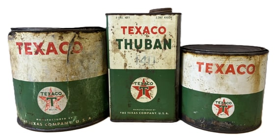 Lot 3 Texaco Grease 5Lb 10Lb Metal Grease & Thuban Cans