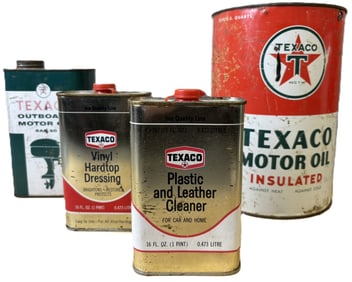 Lot 4 Texaco Original Pint 1 & 5 Quart Metal Cans
