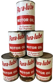 Lot 6 Full Para-lube Motor Oil 1 Quart Metal Cans