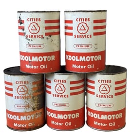 Lot 5 Cities Service Koolmotor Motor Oil Metal Quart Cans