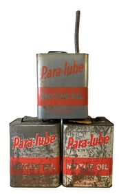 Lot 3 Para-Lube Motor Oil Metal 2 Gallon Cans