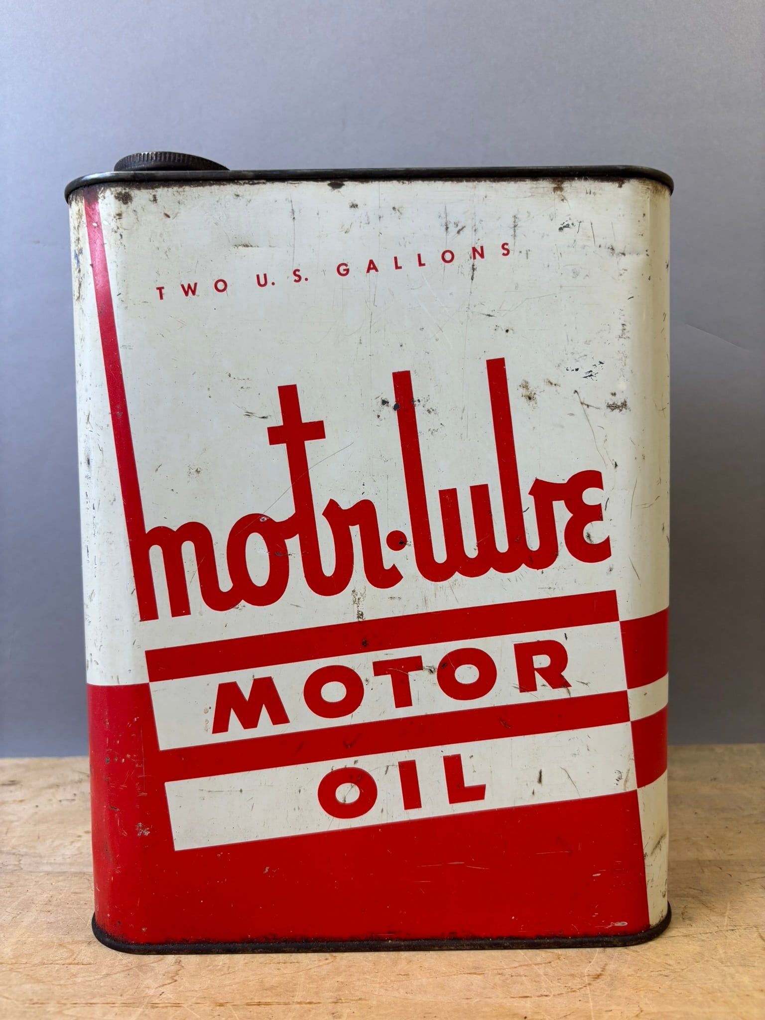 Motr-Lube Motor Oil Metal 2 Gallon Can: See all photos for a better idea on condition. All items are sold as-is, where-is! This is a simulcast auction event, with in house bidding offered, along with multiple online bidding platforms. If yo