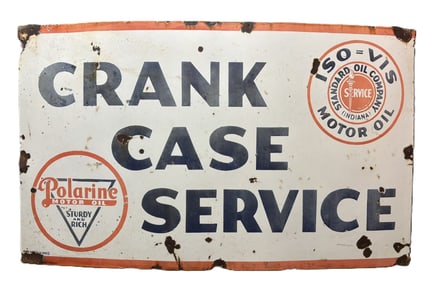 Polarine Sturdy Iso-Vis Crank Case Service SSP 5' Porcelain Sign