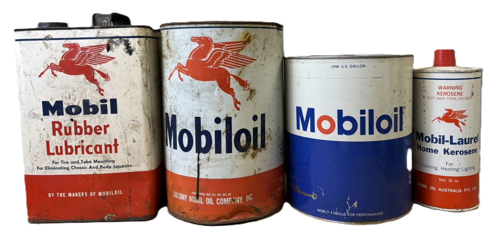 4 Mobiloil Mobil 1 Gallon & 5 Quart Metal Cans (1 of 9)