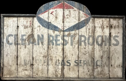 Sohio Clean Restrooms 8' x 5' Wooden Billboard Gas Station Sign