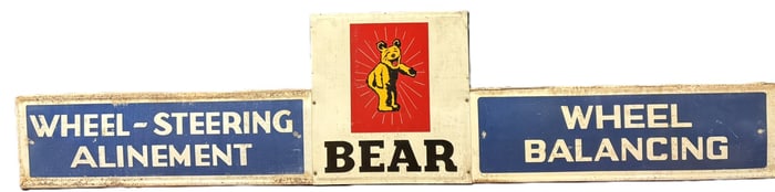 Bear Wheel Steering Alinement Balancing SST Painted Metal Sign
