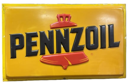 Pennzoil Lighted Embossed Advertising Sign Plastic Face