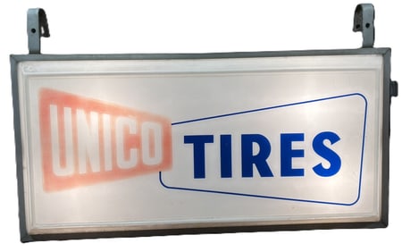 Unico Tires Original 70s NPI Plastic 4'x2' Advertising Sign