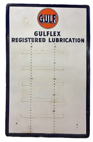 Gulflex Registered Lubrication SSP Gulf Oil Porcelain Rack Sign