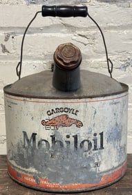 Gargoyle Mobiloil Original 3 Gallon Motor Oil Can w/ Long Neck