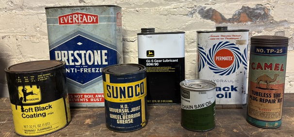 Lot 7 Original Cans John Deere Sunoco Sears Camel & Eveready