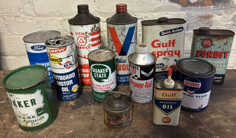 Automotive Lot 12 Cans Quaker Cities Service Gulf Whiz & More