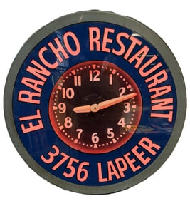 El Rancho Restaurant 30" Original Neon Clock Lapeer Michigan