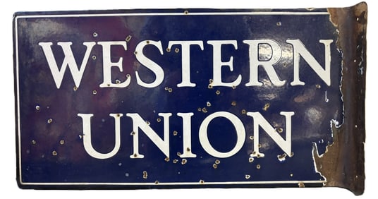 Western Union DSP Porcelain Flange Advertising Sign
