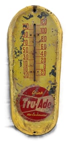Drink Tru-Ade Original Soda Pop Bottle Cap Thermometer Sign