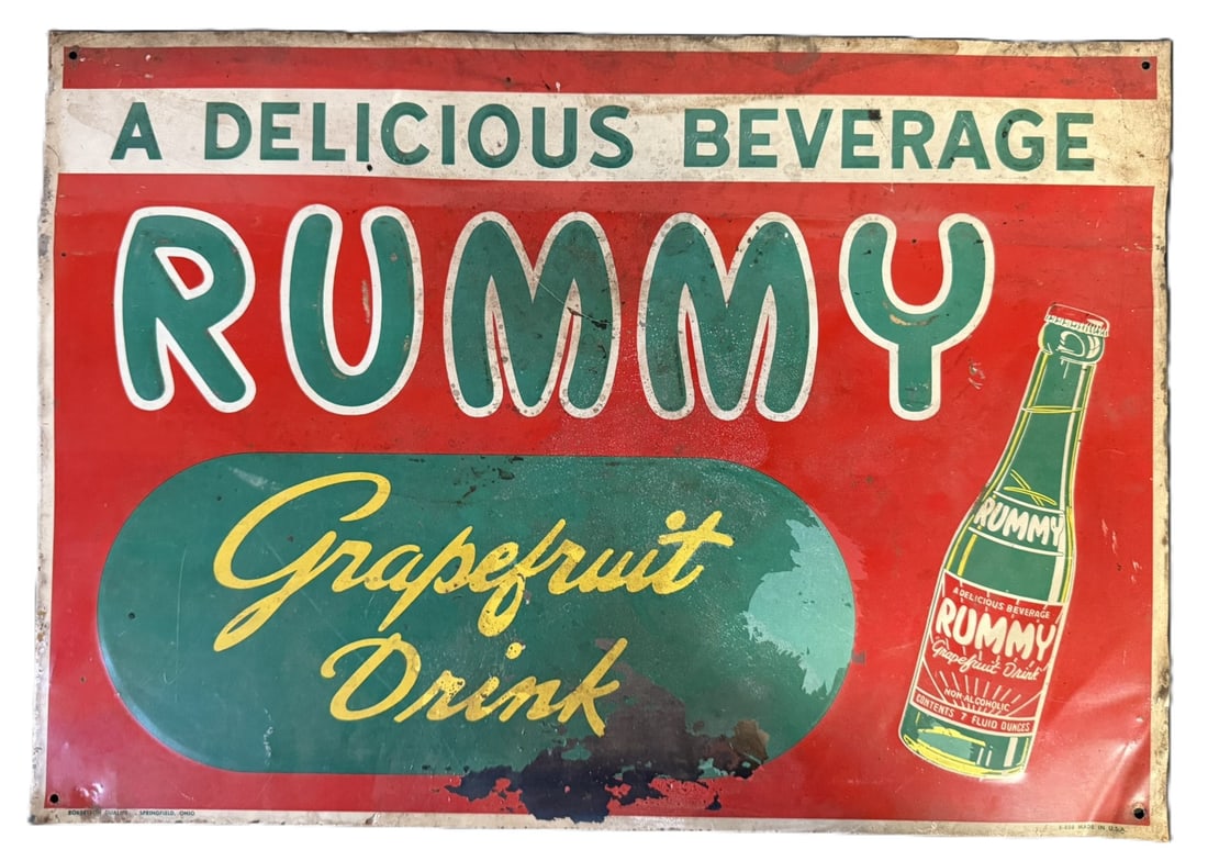 Rummy Grapefruit Drink Original SST Tin Litho Embossed Sign (1 of 11)