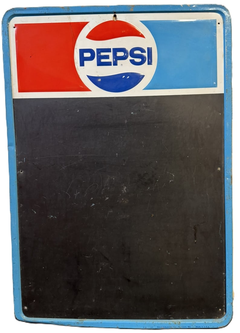 Pepsi Cola Embossed 1970s SST Tin Chalkboard Advertising Menu Board Sign (1 of 10)