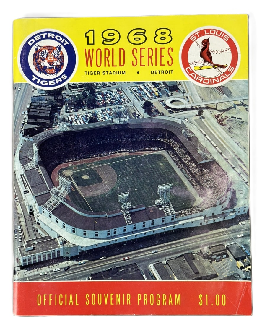 Detroit Tigers 1968 World Series Program vs. St Louis Cardinals: This is a very nice scored original 1968 program. Wear as to be expected from a scored program. PLEASE NOTE WE OFFER IN HOUSE SHIPPING & HAVE BIDDING AVAILABLE ON OUR OWN WEBSITE! If you win on LIVE A