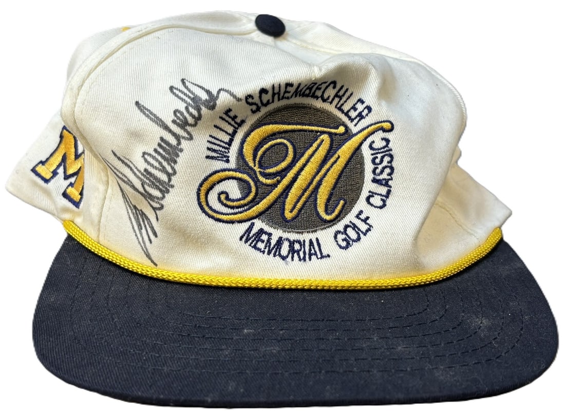 Bo Schembechler Signed University Michigan Golf Classic Snapback Hat: Great original signed Bo Schembechler UofM football coach hat on an original Memorial Golf Classic snapback hat. PLEASE NOTE WE OFFER IN HOUSE SHIPPING & HAVE BIDDING AVAILABLE ON OUR OWN WEBSITE! If