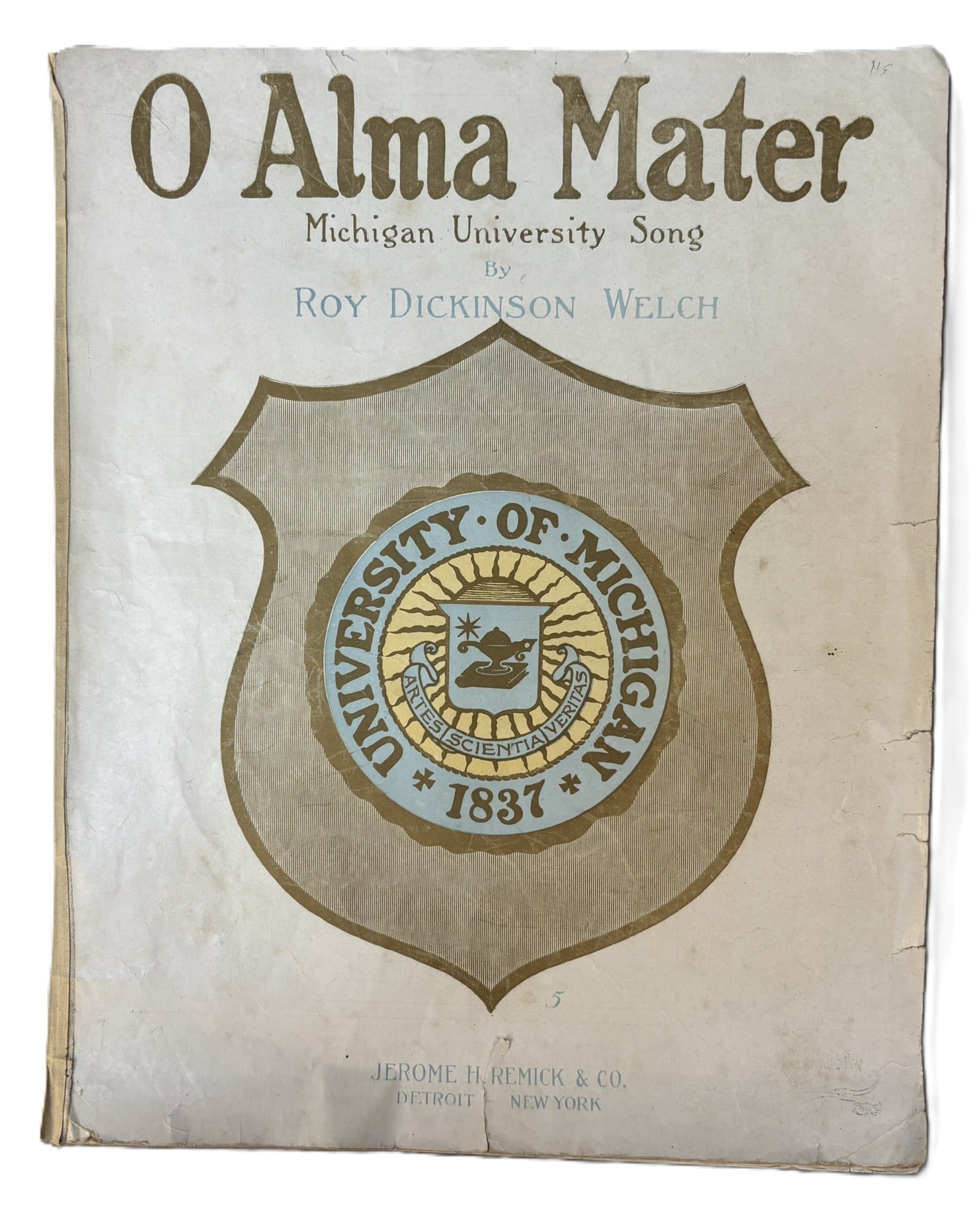 1908 Oh Alma Matter University Michigan Football Sheet Music by Jerome Retick: Exceedingly hard to find original 1908 sheet music. Wear as to be excpected given age. PLEASE NOTE WE OFFER IN HOUSE SHIPPING & HAVE BIDDING AVAILABLE ON OUR OWN WEBSITE! If you win on LIVE AUCTIONEER