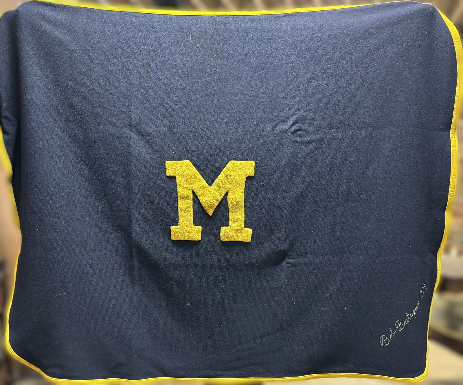 1950s University Michigan Bob Britigan #34 Wool Football Stadium Blanket (1 of 3)