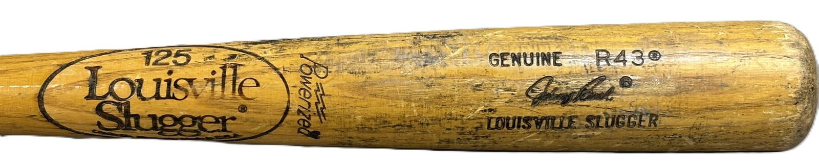 Johnny Bench 1981–83 Game Used R43 Louisville Slugger Bat: Offered here is a professional model Louisville Slugger R43 bat attributed to Hall of Famer Johnny Bench, dating to the 1981–1983 labeling period and measuring 34 inches in length and approximat