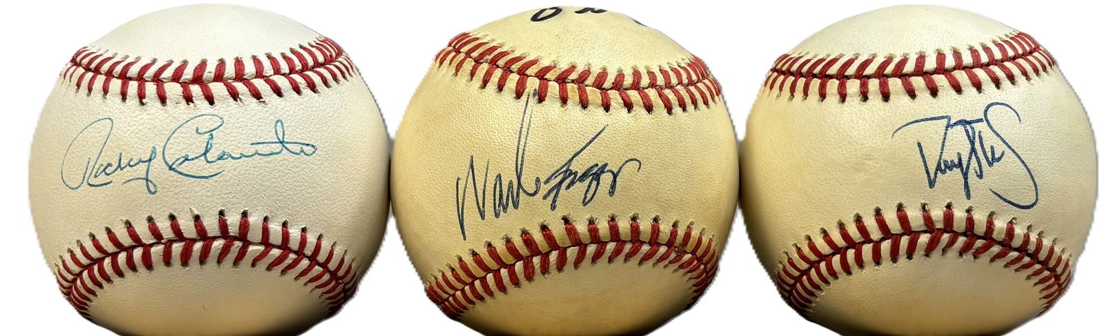 Lot 4 Darrel Evans Wade Boggs Darryl Strawberry Rocky Colavito Signed Rawlings Balls: Lot of three signed Rawlings Official American League and National League baseballs.Included in this grouping:Dual-signed baseball by Darrell Evans and Wade BoggsSingle-signed baseball by Darryl Straw